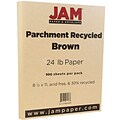 JAM Paper 8.5 x 11 Parchment Colored Paper, 24 lbs., Brown Recycled, 500 Sheets/Ream (96600300B)