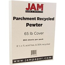 JAM Paper Parchment 65 lb. Cardstock Paper, 8.5 x 11, Pewter Gray, 250 Sheets/Ream (96600800B)