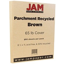 JAM Paper Parchment 65 lb. Cardstock Paper, 8.5 x 11, Brown, 250 Sheets/Ream (96700100B)