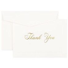 JAM Paper® Thank You Cards Set, Bright White Gold Script, 104 Note Cards with 100 Envelopes (BW98000