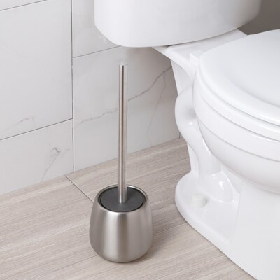 InterDesign Forma Brizo Toilet Bowl Brush and Holder for Bathroom Storage, Brushed Stainless Steel (