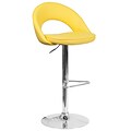 Flash Furniture Contemporary Yellow Vinyl Rounded Back Adjustable Height Barstool with Chrome Base (CH-132491-YEL-GG)