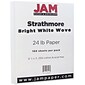 JAM Paper® Strathmore 24lb Paper, 8.5 x 11, Bright White Wove, 100 Sheets/Pack (300220)