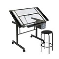 Studio Designs™ 42 Glass Solano Adjustable Table, Charcoal/White (13344)