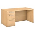Bush Business Furniture Emerge 60W x 30D Desk with 3 Drawer Pedestal, Natural Maple, Installed (300S094ACFA)