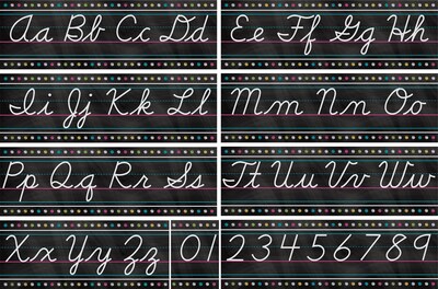 Teacher Created Resources Chalkboard Brights Cursive Writing Bulletin Board Display Set (TCR5858)