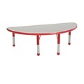 24”x48” Half Round T-Mold Activity Table, Grey/Red/Chunky