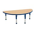 24”x48” Half Round T-Mold Activity Table, Maple/Blue/Chunky