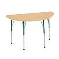 24”x48” Half Round T-Mold Activity Table, Maple/Maple/Green/Toddler Ball