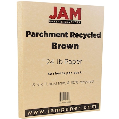 JAM Paper Parchment 8.5 x 11 Color Specialty Paper, 24 lbs., Brown, 50 Sheets/Ream (96600300A)
