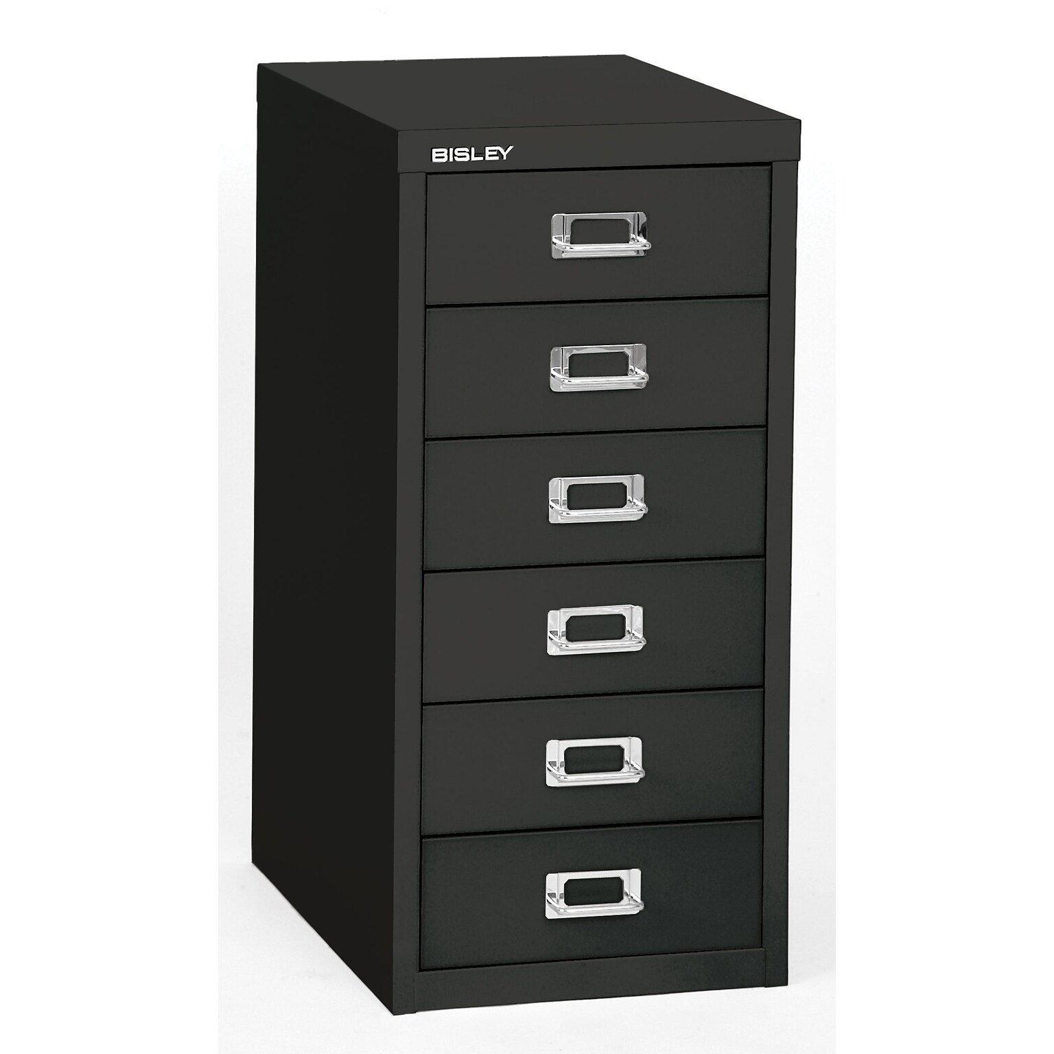 Bisley® 6-Drawer Steel Vertical File Cabinet, Black, Letter/A4 (MD6-BK)