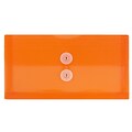 JAM Paper® #10 Plastic Envelopes with Button and String Tie Closure, 5 1/4 x 10, Orange Poly, 12/pac