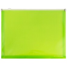 JAM Paper® Plastic Envelopes with Zip Closure, Letter Booklet, 9.5 x 12.5, Lime Green Poly, 12/pack