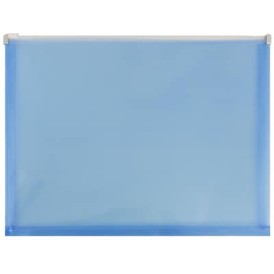 JAM Paper Plastic Expansion Envelopes with Zip Closure, Letter Booklet, 9.75 x 13, Blue, 12/Pack (21