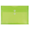 JAM Paper® Plastic Envelopes with Button and String Tie Closure, Letter Booklet, 9.75 x 13, Lime Gre