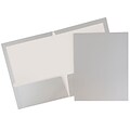 JAM Paper Glossy 2-Pocket Portfolio Folder, Silver, 6/Pack (385Gsia)
