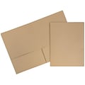 JAM Paper® Premium Matte Colored Cardstock Two-Pocket Presentation Folders, Brown Kraft Bag Recycled, Bulk 100/Box (5166617481B)