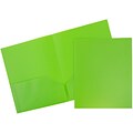 JAM Paper 2-Pocket PlasticFolders, Lime Green, 6/Pack (382Eligrd)