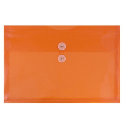 JAM Paper® Plastic Envelopes with Button and String Tie Closure, Legal Booklet, 9.75 x 14.5, Orange