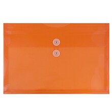 JAM Paper® Plastic Envelopes with Button and String Tie Closure, Legal Booklet, 9.75 x 14.5, Orange