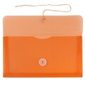JAM Paper® #10 Plastic Envelopes with Button and String Tie Closure, 5 1/4 x 10, Orange Poly, 12/pac