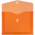 JAM Paper® Plastic Envelopes with Hook & Loop Closure, 9.75 x 13 with 2 Inch Expansion, Orange, 12/P