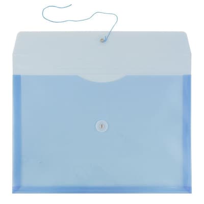 JAM Paper® Plastic Envelopes with Button and String Tie Closure, Legal Booklet, 9.75 x 14.5, Blue Po