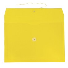 JAM Paper® Plastic Envelopes with Button and String Tie Closure, Letter Booklet, 9.75 x 13, Yellow,