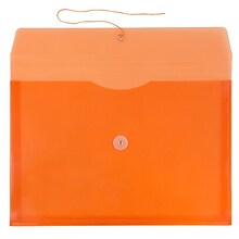 JAM Paper® Plastic Envelopes with Button and String Tie Closure, Letter Booklet, 9.75 x 13, Orange P