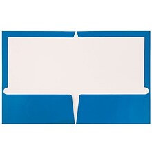 JAM Paper® Laminated Two-Pocket Glossy Presentation Folders, Blue, Bulk 50/Box (385GBUC)