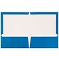 JAM Paper® Laminated Two-Pocket Glossy Presentation Folders, Blue, 25/Pack (385GBUD)