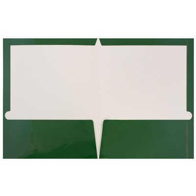 JAM Paper Glossy 2-Pocket Portfolio Folder, Green, 6/Pack (5042560d)