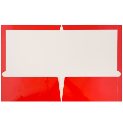 JAM Paper Glossy 2-Pocket Portfolio Folder, Red, 6/Pack (385Grea)