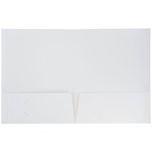JAM Paper® Laminated Two-Pocket Glossy Presentation Folders, White, 25/Pack (385GWHD)