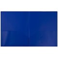 JAM Paper POP 2-Pocket Portfolio Plastic Folder, Deep Blue, 96/Box (382EBUB)