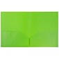 JAM Paper POP 2-Pocket Portfolio Plastic Folder, Lime Green, 96/Box (382ELIGRB)