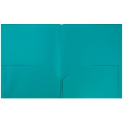 JAM Paper POP Two-Pocket Plastic Folders, Teal, 96/Pack (382ETEB)