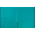 JAM Paper POP Two-Pocket Plastic Folders, Teal, 6/Pack (382Eted)