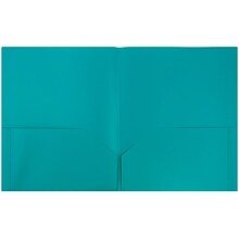 JAM Paper POP Two-Pocket Plastic Folders, Teal, 6/Pack (382Eted)