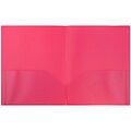 JAM Paper POP Two-Pocket Plastic Folders, Pink, 6/Pack (383Efud)