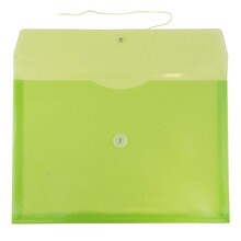 JAM Paper® Plastic Envelopes with Button and String Tie Closure, Legal Booklet, 9.75 x 14.5, Lime Gr