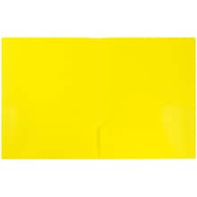 JAM Paper POP 2-Pocket Plastic Folder, Yellow, 6/Pack (382Eyed)