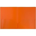 JAM Paper POP Two-Pocket Plastic Folders, Orange, 96/Pack (382EORB)