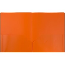 JAM Paper POP Two-Pocket Plastic Folders, Orange, 6/Pack (382Eord)