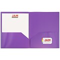 JAM Paper POP Two-Pocket Plastic Folders, Purple, 6/Pack (382Epud)