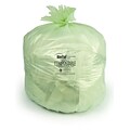 BioTuf 30 Gallon Compostable Industrial Trash Bag, 28 x 45, Low Density, 1 Mil, Light Green, 5 Rol