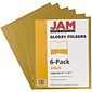 JAM Paper Laminated Two-Pocket Glossy Presentation Folders, Gold, 6/Pack (385GGOA)