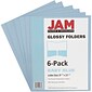 JAM Paper® Laminated Two-Pocket Glossy Presentation Folders, Baby Blue, 6/Pack (31225346U)