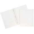 JAM Paper® Laminated Two-Pocket Glossy Folders with Metal Prongs Fastener Clasps, White, Bulk 50/Box (385GCWHC)