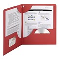 Smead Lockit™ Two-Pocket Folders, Red, 9 3/4W x 11 1/2H, 25/Box